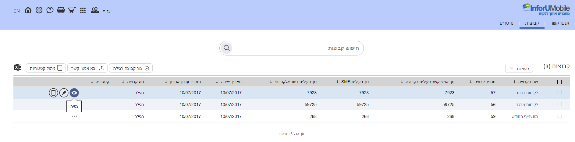 צפיה באנשי קשר